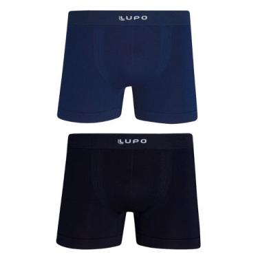 Imagem de Kit 2 Cuecas Boxer Lupo 436-088 Sem Costura Poliamida, Marinho, Preto,