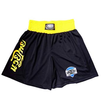 Imagem de Punch Silk Shorts Muay Thai, Unissex, Preto/Amarelo, GG