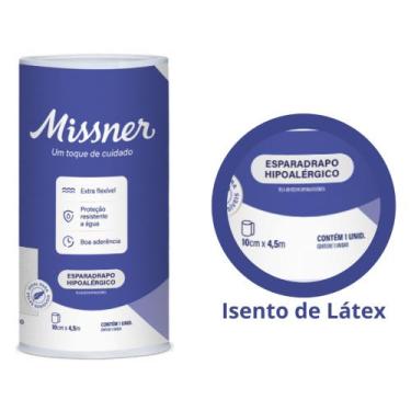 Imagem de Esparadrapo Hipoalérgico Branco 10cm x 4,5m (Isento de Látex)  Missner