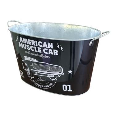 Imagem de Balde de Gelo Metal Oval Preto Grande Cerveja Bebidas Camaro - Full Fi
