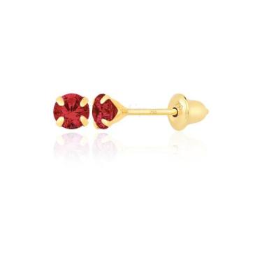 Imagem de Brinco de Ouro 18k 750 Pedrinha 3mm Infantil Bebê Recém nascido segund