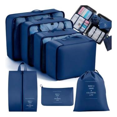 Imagem de Kit 7 Peças Necessaire Organizadores Cor:Azul Marinho - GXM