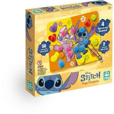 Imagem de Brinquedo Educativo Stitch Pega Pompom Com Placas, Pompons E Pinças - 