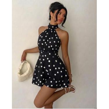 Imagem de Vestido Feminino Curto Frente Única Rodado Poa Bolinha Casual Elegante