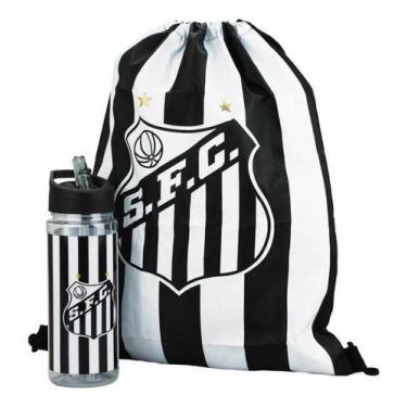 Imagem de Kit Presente Santos Sfc Mochila Tipo Saco + Garrafa Retrátil, Garrafa 