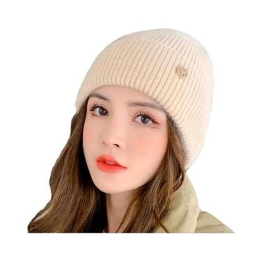 Imagem de Gorro Feminino De Inverno Quente De Tricô À Prova De Vento Cor Lisa Mu