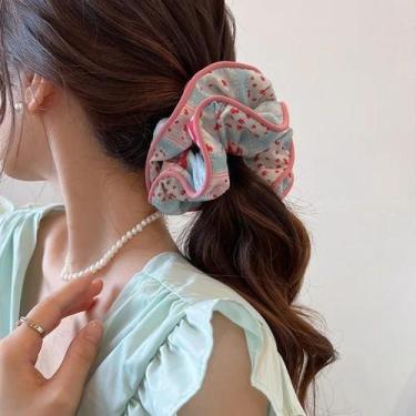 Imagem de Laço De Cabelo Elástico Grande Com Estampa Da Moda Coreana Para Mulher