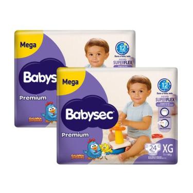 Imagem de Kit 2 Fralda Babysec Premium Tamanho XG Pacote Mega com 24 Unidades De