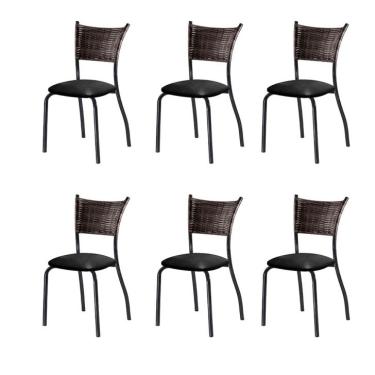 Imagem de Conjunto com 6 Cadeiras Espanha III Preto 89 cm