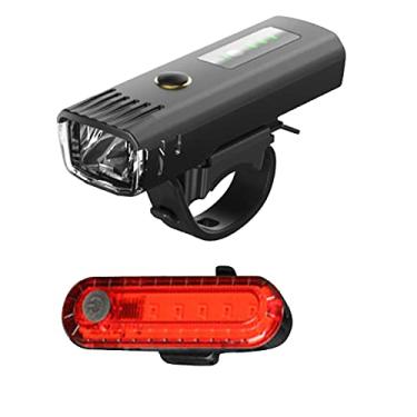 Imagem de Conjunto de luzes de bicicleta, farol de bicicleta super brilhante de 250 lúmens, ajuste fotossensível automático de 1500 mAh, bateria recarregável, conjunto de luz traseira da bicicleta, luzes de bicicleta à prova d'água