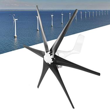 Imagem de Gerador de vento de 6 lâminas, uso de energia eólica de eletromagnética/guinada 800 W velocidade de inicialização lenta (preto, 12 V)