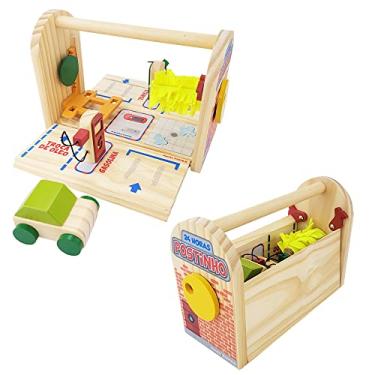 Imagem de Posto De Gasolina Brinquedo Estilo Maleta Em Madeira Com Carrinho Newart Toys