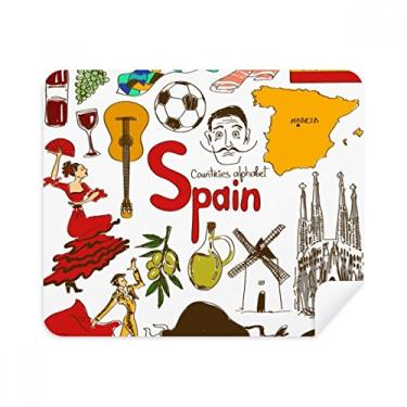 Imagem de Espanha Landscap Animais Bandeira Nacional Pano de Limpeza de Tela Limpador de Tela 2 Peças Tecido de Camurça