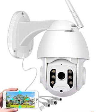 Imagem de Mini câmera de segurança externa, 1080P Pan Tilt Zoom Vigilância CCTV IP à prova de intempéries com visão noturna colorida de rastreamento automático e detecção de movimento de áudio bidirecional