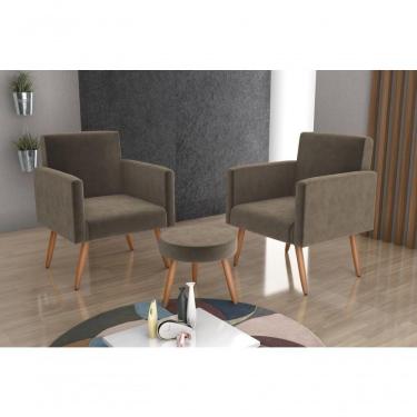Imagem de Conjunto 02 Poltronas Decorativas E 1 Puff Dallas - Capuccino