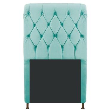Imagem de Cabeceira Cristal 100Cm Solteiro Capitonê Suede Azul Tiffany