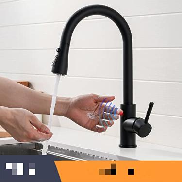 Imagem de Torneiras de cozinha de toque inteligente guindaste para sensor de torneira de água de cozinha misturador de pia giratório de toque de torneira sensor de água misturador, 1072, preto, china
