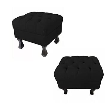 Imagem de Kit 02 Puffs Retrô Luis Xv Capitonê Preto - DS Estofados