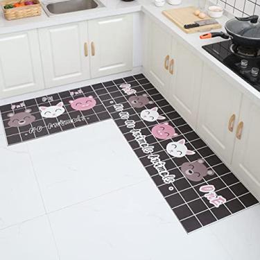 Imagem de Tapete de cozinha Tapetes de conforto 2 peças de couro à prova d'água à prova de óleo conjunto de tapetes antiderrapantes tapete acolchoado antifadiga 60 x 88 cm + 60 x 150 cm