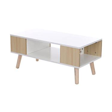 Imagem de Mesa de café Mesa de centro de moda nórdica televisão Armário pequeno apartamento sala de estar quarto balcão moderno minimalista mesa retangular Mesa final (Color : D)