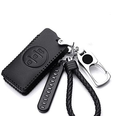Imagem de CSHU Couro masculino feminino porta-chaves capa porta-chaves anel porta-chaves, adequado para Chery Tiggo 8 Arrizo 5 pro gx 5x eQ7 Chery tiggo 7 Pro 2020, preto