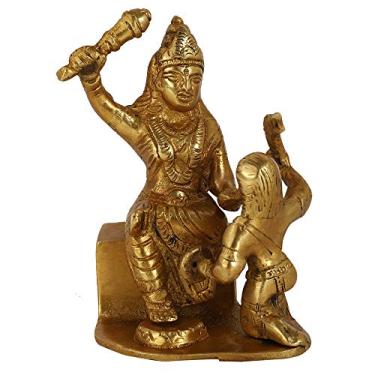 Imagem de Guru JEE - Estatueta de ídolo de Má Baglamukhi de Latão da Deusa Hindu de Murti para Decoração de Casa do Templo Pooja Mandir