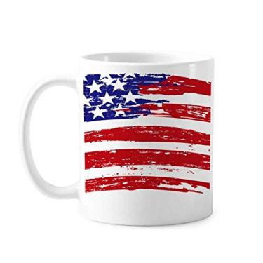 Imagem de Caneca de cerâmica com bandeira do país com estrelas e listras Bend America Country