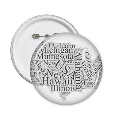 Imagem de 5 peças de decoração com emblema de botão com mapa da cidade dos EUA
