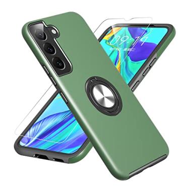 Imagem de Gritup Capa para Samsung Galaxy S22 com protetor de tela HD, [grau militar] capa de proteção à prova de choque com suporte magnético de 360° para celular para Samsung S22, verde
