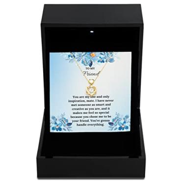 Imagem de SpreadPassion Colar de ouro com nó de coração, caixa de luxo You are My One and Only Friend, joia de incentivo, presente para inspiração, presente de incentivo, joias de presente