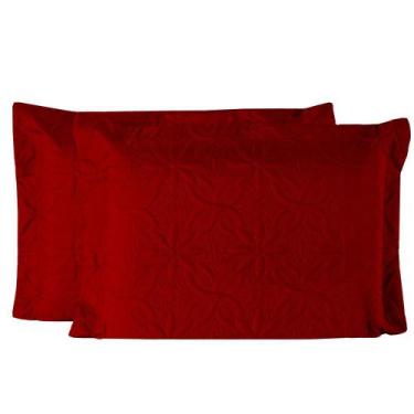 Imagem de Porta Travesseiro Floral 2 Peças - Vermelho - Casaborda Enxovais