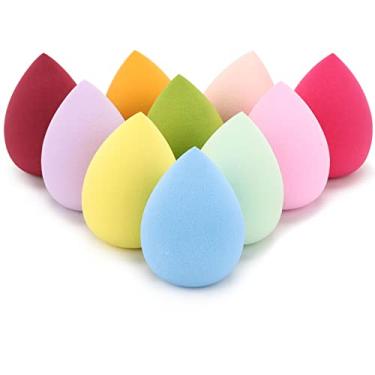 Imagem de Esponja de maquiagem para esponja em forma de ovo com 10 pacotes de esponja multicolorida para beleza perfeita para creme líquido e pó