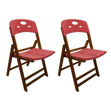 Imagem de Kit Com 2 Cadeiras Dobraveis De Madeira Elegance Mel Polipropileno Ver
