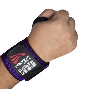 Imagem de Munhequeira Protetor de Punho para Crossfit Strongest - Preto/Roxo - Par