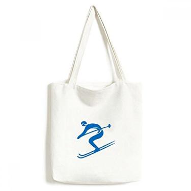 Imagem de Bolsa de lona azul para esqui de inverno com contorno esportivo bolsa de compras casual bolsa de mão