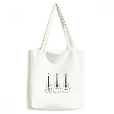 Imagem de Bolsa de lona com combinação de instrumentos musicais de guitarra bolsa de compras casual