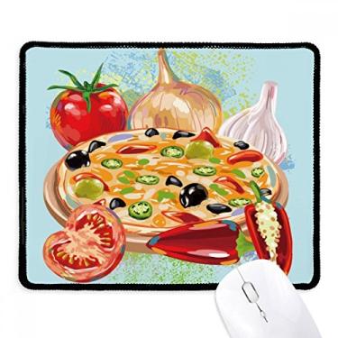 Imagem de Pizza Italy Tomate Foods Alho Mousepad antiderrapante Jogo Escritório Preto Bordas costuradas Presente