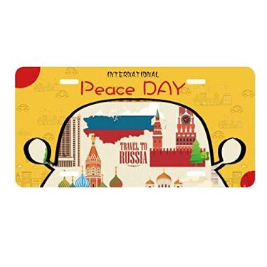 Imagem de DIYthinker Placa de licença com ilustração de símbolo nacional da Rússia para decoração de carro, dia da paz