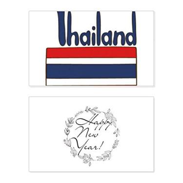 Imagem de Bandeira nacional da Tailândia estampa vermelha azul festival ano novo cartão felicitações Bless mensagem presente