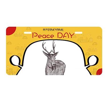 Imagem de DIYthinker Placa de carro com espada de alce coroa animal estilo barroco etiqueta decoração de carro dia da paz