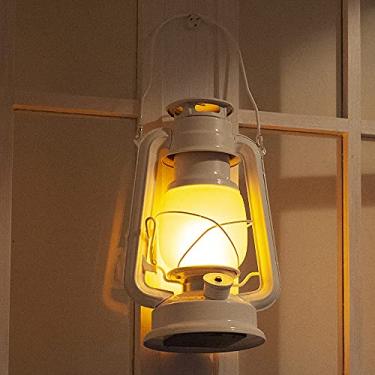 Imagem de Lanterna LED Hurricane, lanterna de acampamento estilo vintage, lanterna branca quente operada a pilhas, lanterna de metal antigo com interruptor de regulação, 12 LEDs, para uso interno ou externo
