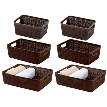 Imagem de 6 Cestos Organizadores Multiuso Decorativo Rattan Home Organizer 2P-2M-2G Cor: Marrom