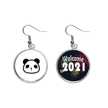 Imagem de Pingentes de orelha de gato redondos de pelúcia adorável com panda de animal joia 2021 Blessing