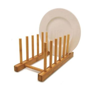 Imagem de Display Escorredor Para 6 Pratos Em Bambu Louça Cozinha Yoi