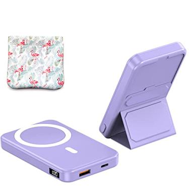 Imagem de Carregador portátil sem fio, dobrável 10000mAh Power Bank 15W de carregamento rápido sem fio tipo C Display LED de Battery Pack para iPhone 14/13/12/Mini/Pro/Pro Max,Com saco de armazenamento personalizado