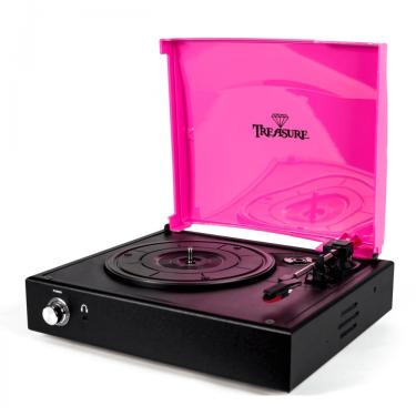 Imagem de Vitrola Toca Discos Treasure Pink E Black com software de gravação para MP3