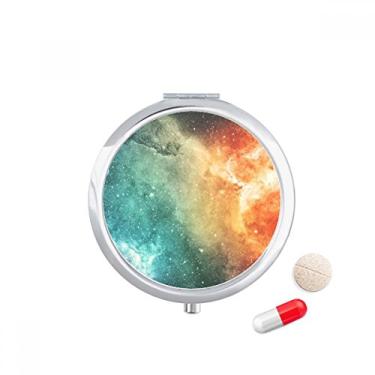 Imagem de Nebulosa Adjacente Pequeno Padrão de Nebulosa Azul Bolsa de Comprimidos de Bolso para Viagem Caixa de Armazenamento de Remédio Dispensador de Drogas Espelho Presente