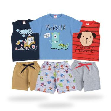 Imagem de Kit 3 Conjuntos Masculino Roupas Infantil Menino Atacado de Verão-Masculino
