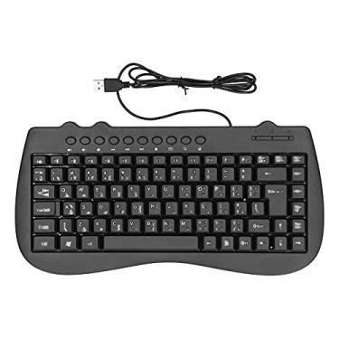Imagem de CHICIRIS Teclado com fio, teclado básico resistente com ângulo confortável, suporte ajustável durável para computadores de mesa para professores ao ar livre (árabe)