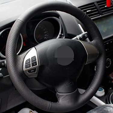 Imagem de BORATO Cobertura de volante de costura manual de camurça para carro, para Mitsubishi Lancer X 10 2007-2015 Outlander 2006-2013 ASX 2010-2013